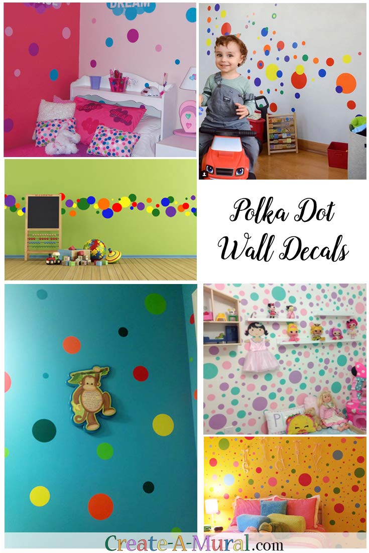 Create-A-Mural Polka Dot Wall Decals (63) Girls Room Wall Decor Stickers, Wall Dots, Vinyl Circle Peel & Stick DIY Bedroom, Playroom, Kids Room, Baby Nursery Toddler to Teen Bedroom Decoration 3"-6.5" (Hot Pink) - Image 4